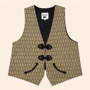 Vintage Max & Mabel Brocade Toggle Vest Boho Tapestry Waistcoat M